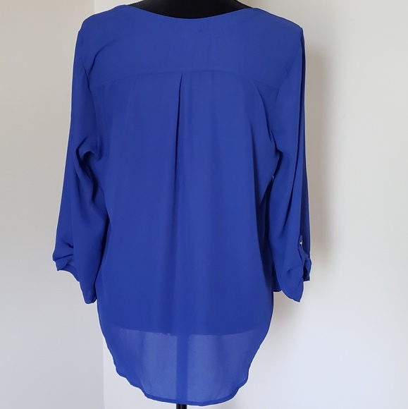3/4 sleeve Royal Blue Blouse - Picture 3 of 4